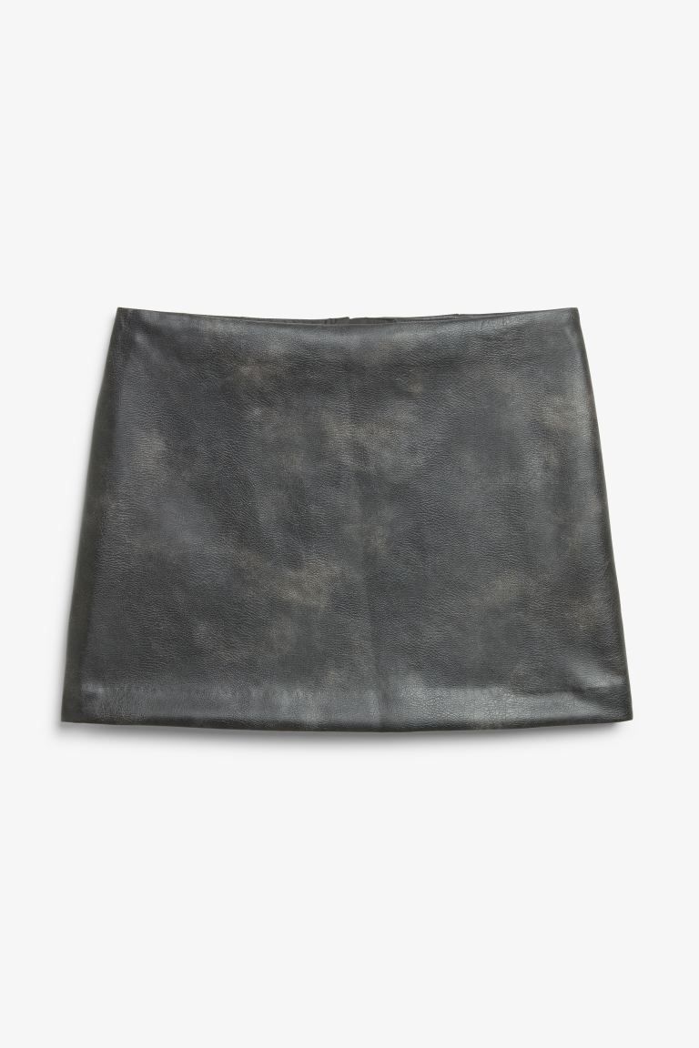 Faux leather mini skirt - Black melange - Ladies | H&M GB | H&M (UK, MY, IN, SG, PH, TW, HK)