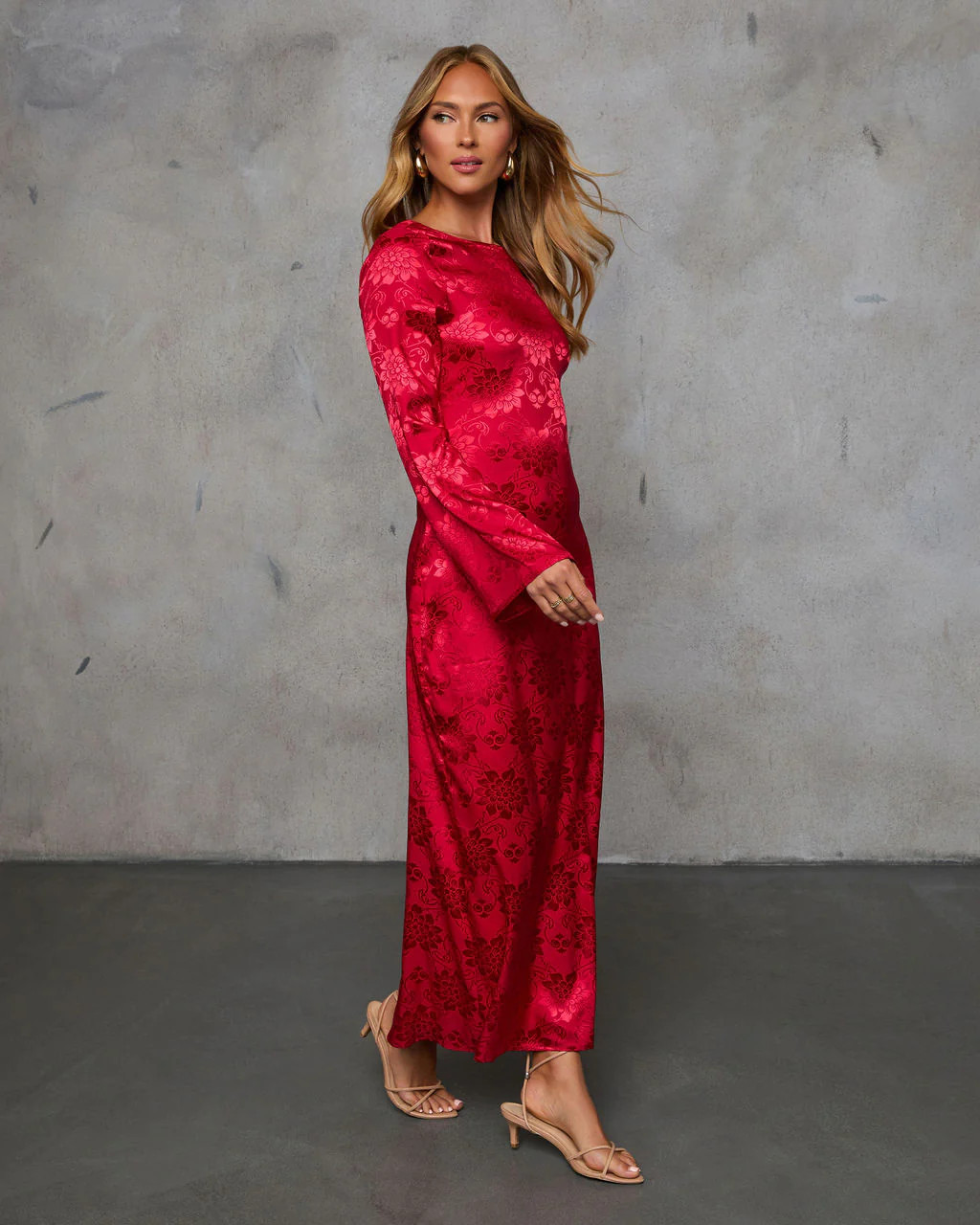 Falling In You Satin Jacquard Maxi Dress | VICI