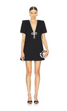 AREA Crystal Bow T-Shirt Dress in Black from Revolve.com | Revolve Clothing (Global)