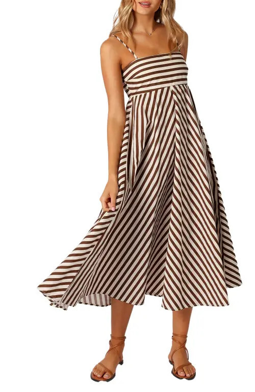 Petal & Pup Mercury Stripe Maxi Dress in Chocolate at Nordstrom, Size Large | Nordstrom