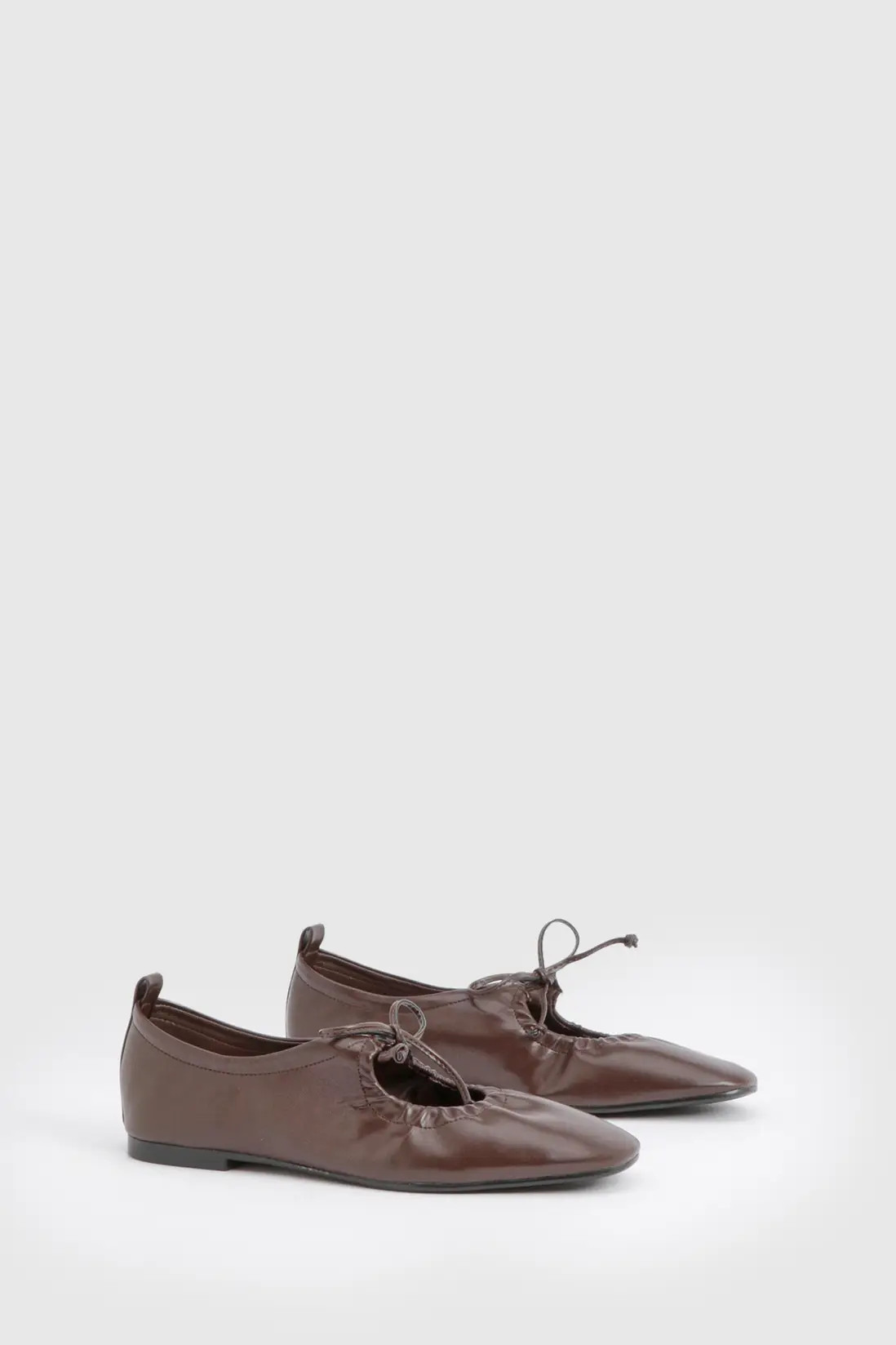 Ruched Tie Detail Ballet Flats | Boohoo.com (UK & IE)