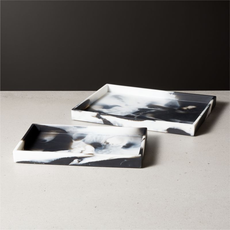 Marbleized Resin Trays Set of 2CB2 Exclusive Purchase now and we'll ship when it's available.   ... | CB2