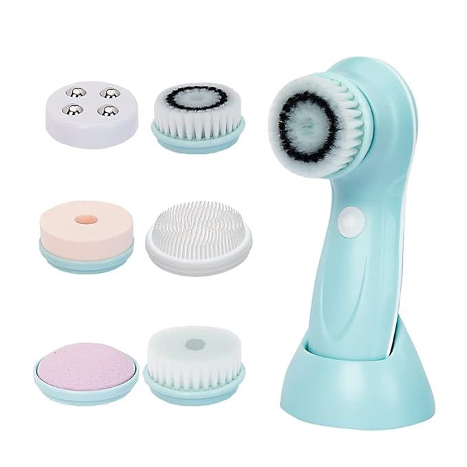 Facial Cleaning Brush, Rechargeable Face Scrubber, IPX7 Waterproof with 6 Face Brush, Can Be Use ... | Amazon (US)