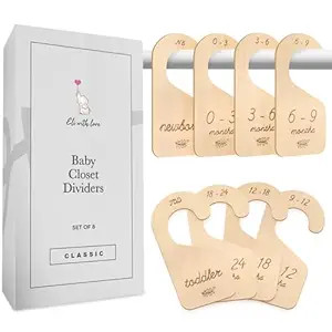 Baby Closet Dividers (Classic) - 8 Premium Wood Double Sided Baby Closet Size Dividers - Ideal Ba... | Amazon (US)