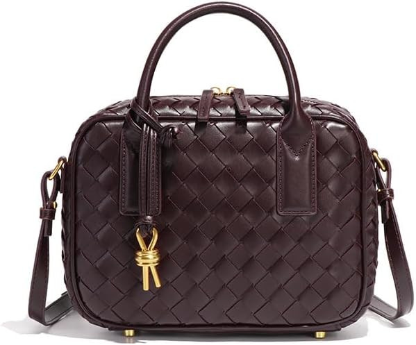 Women's Handmade Woven Top-handle Bag Fashion Leather Shoulder Handbag Crossbody Purse Woven Purs... | Amazon (US)