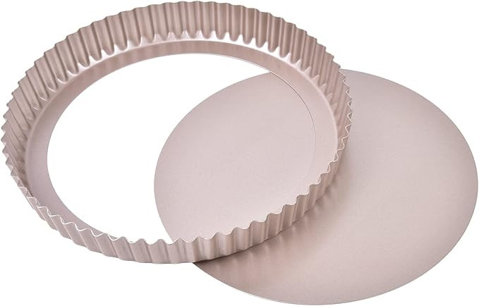 10-Inch Round Tart Pan with Loose Removable Bottom, Non-Stick Carbon Steel Quiche Pan for Oven Ba... | Amazon (US)