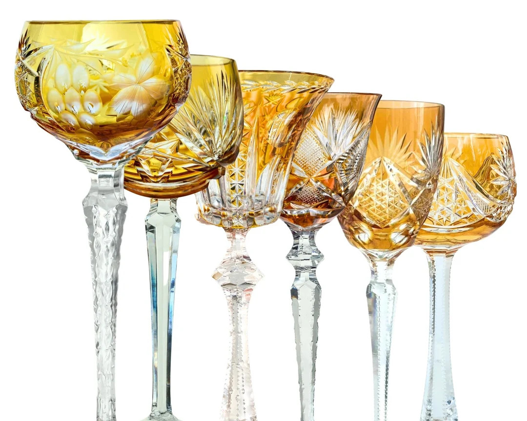 Crystal Yellow Wine Glass | Val Saint Lambert, Nachtmann, Peil, Klokotschnik | One of a kind | Etsy (US)