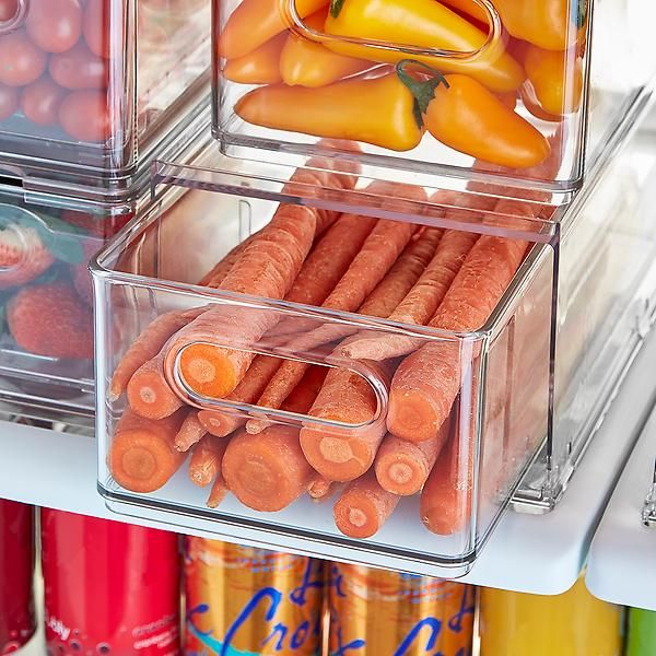 Case of 8 T.H.E. Divided Fridge Drawer Clear | The Container Store