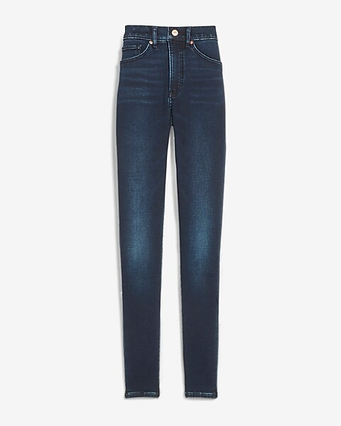 High Waisted Luxe Comfort Knit Faded Skinny Jeans | Express