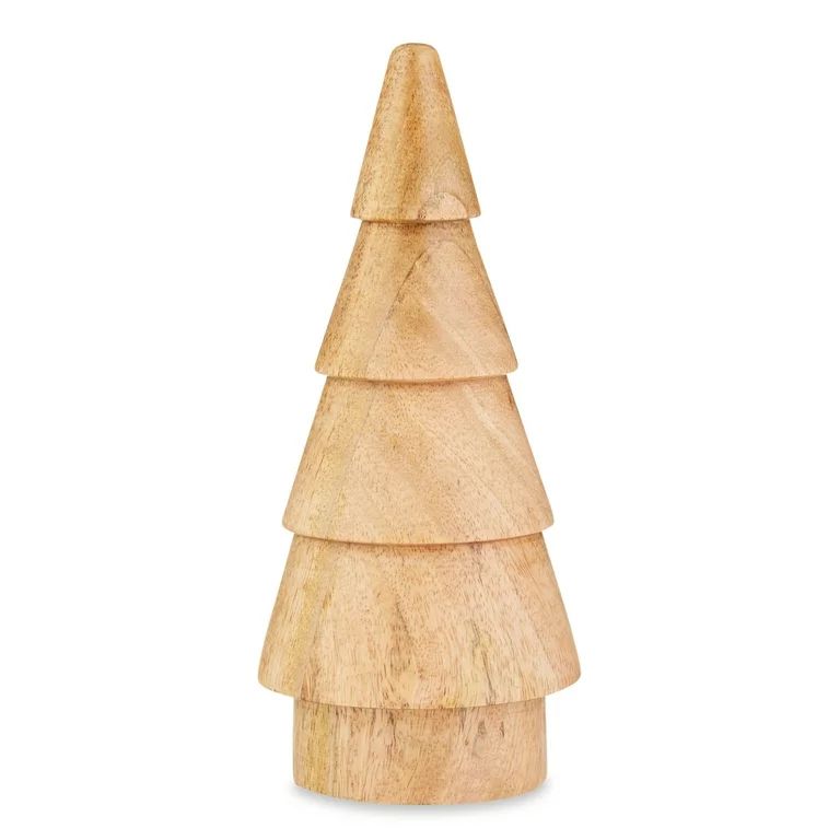 Holiday Time Brown Natural Wood Christmas Tree Tabletop Decoration, 8-inch | Walmart (US)