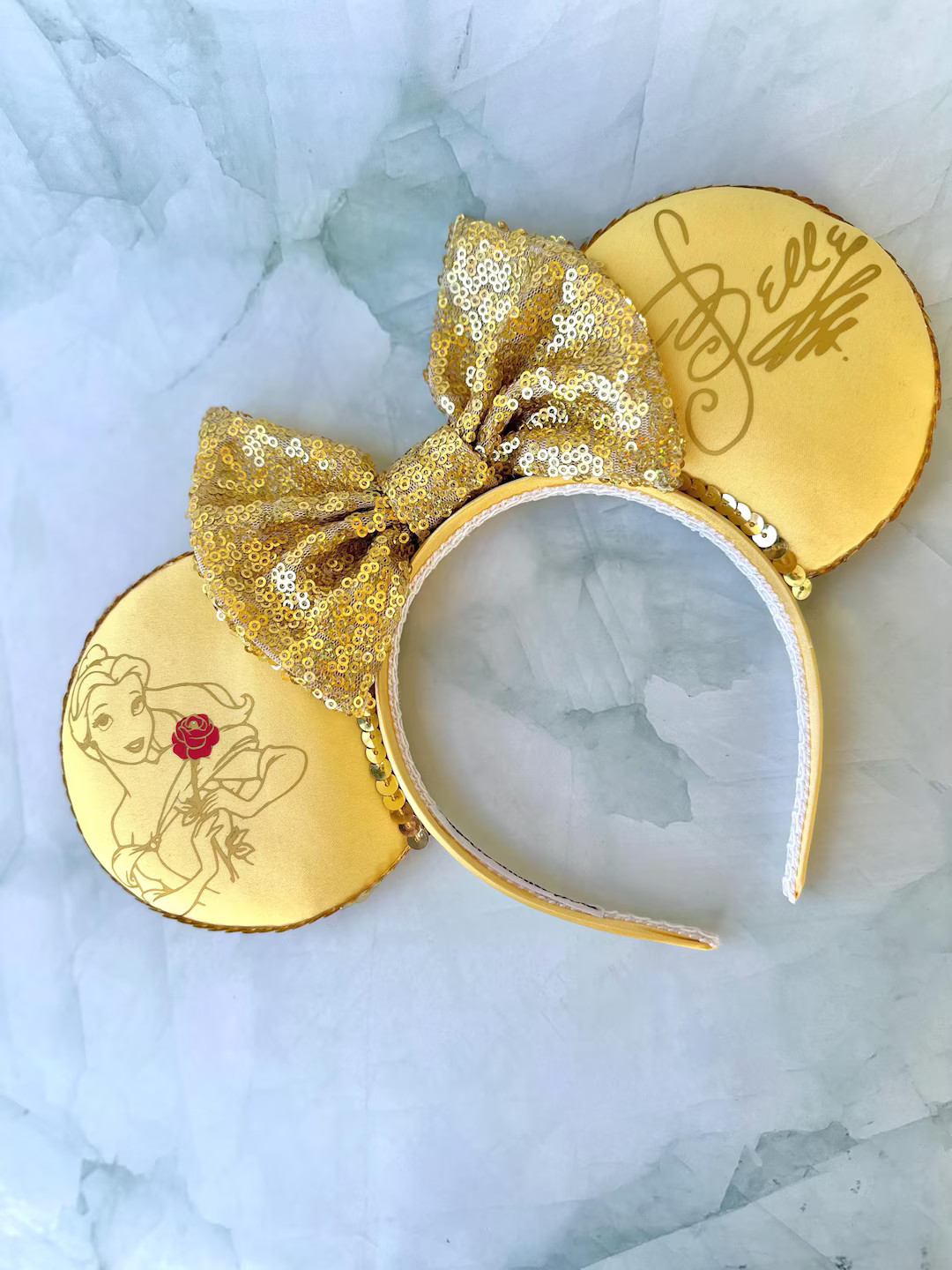 Belle Inspired Ears, Belle Signature Ears, Mickey Mouse Ears, Beauty and the Beast - Etsy | Etsy (US)