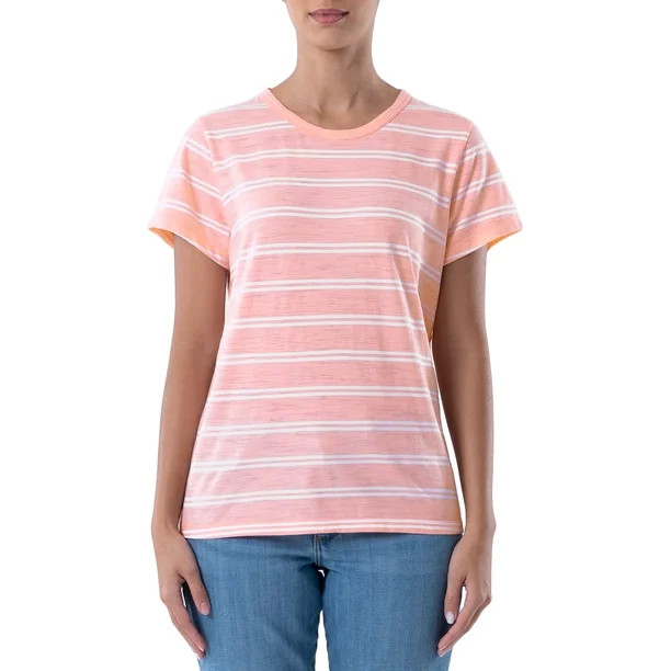 Time and Tru Women's Short Sleeve Slub Crew T-Shirt | Walmart (US)