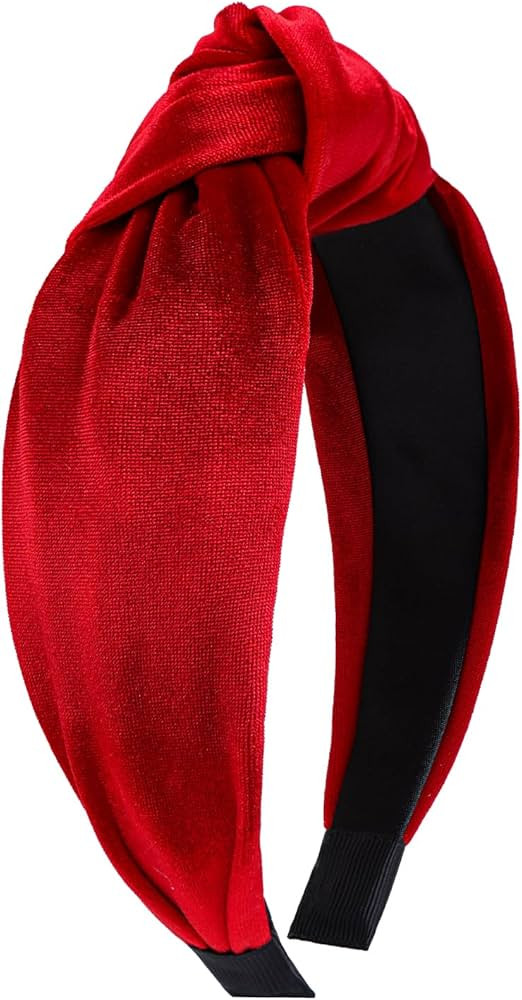 Red Velvet Knotted Hairband for Women - 4th of July Accessories, Elastic Wide Top Knot Headband, ... | Amazon (US)