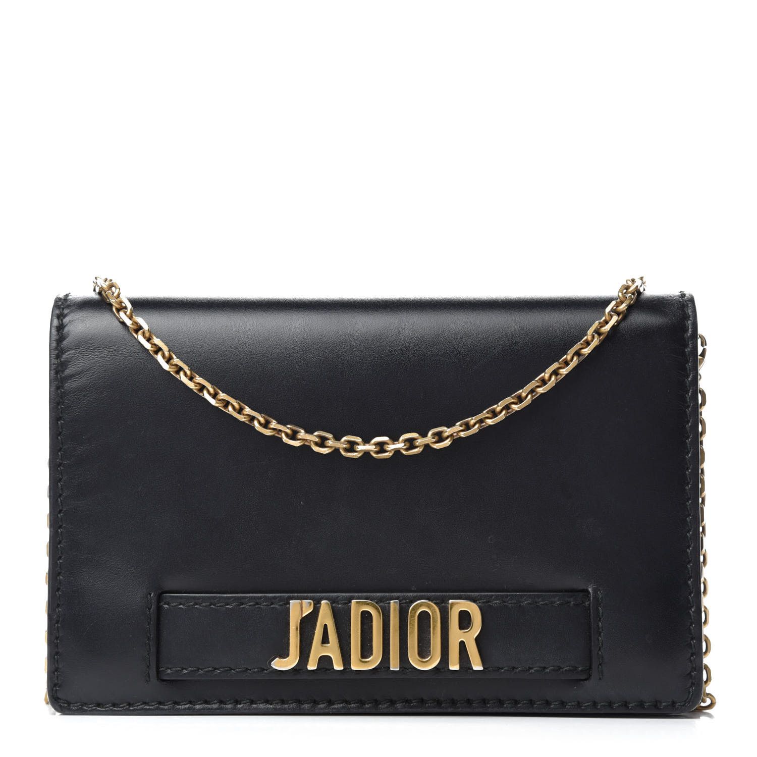 Calfskin J'Adior Wallet on Chain Pouch Black | Fashionphile
