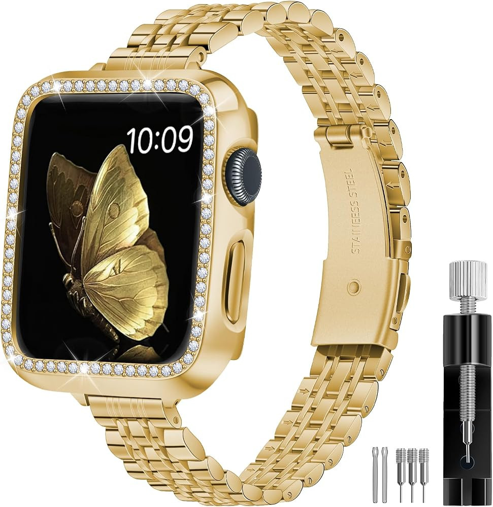 SEURE Slim Stainless Steel Band Compatible with Apple Watch Bands 38mm 40mm 41mm 42mm 44mm 45mm 4... | Amazon (US)