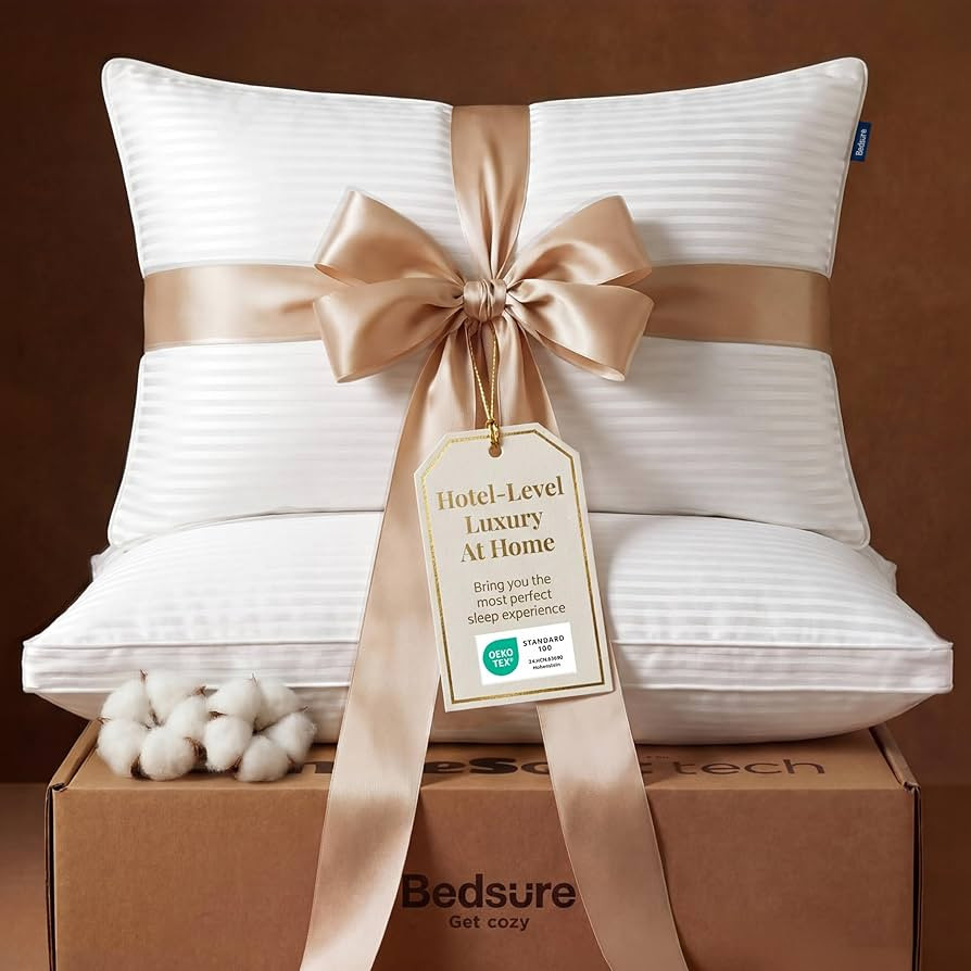 Bedsure King Size Bed Pillows Set of 2 - Hotel Quality Gusseted Down Alternative Pillow, 100% Cot... | Amazon (US)