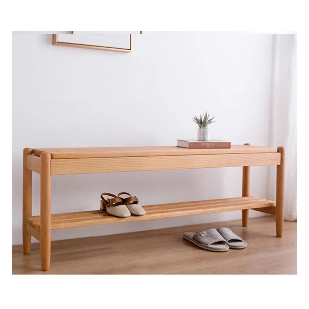 Scandinavian Minimalist Solid Wood Entryway Shoe Bench | Wayfair North America