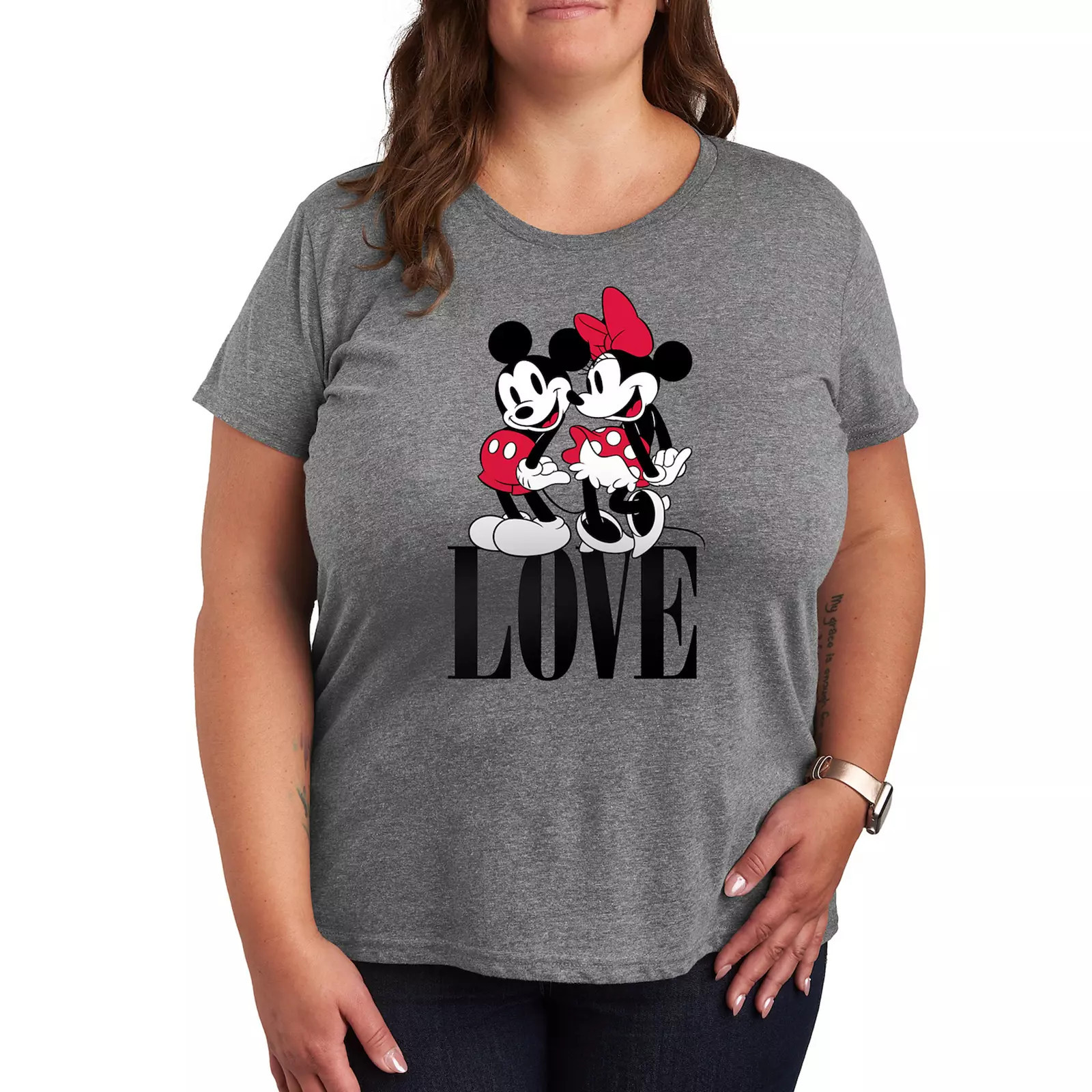 Disney's Mickey & Minnie Mouse Plus Size Love Graphic Tee, Women's, Size: 4XL, Grey Gray | Kohl's