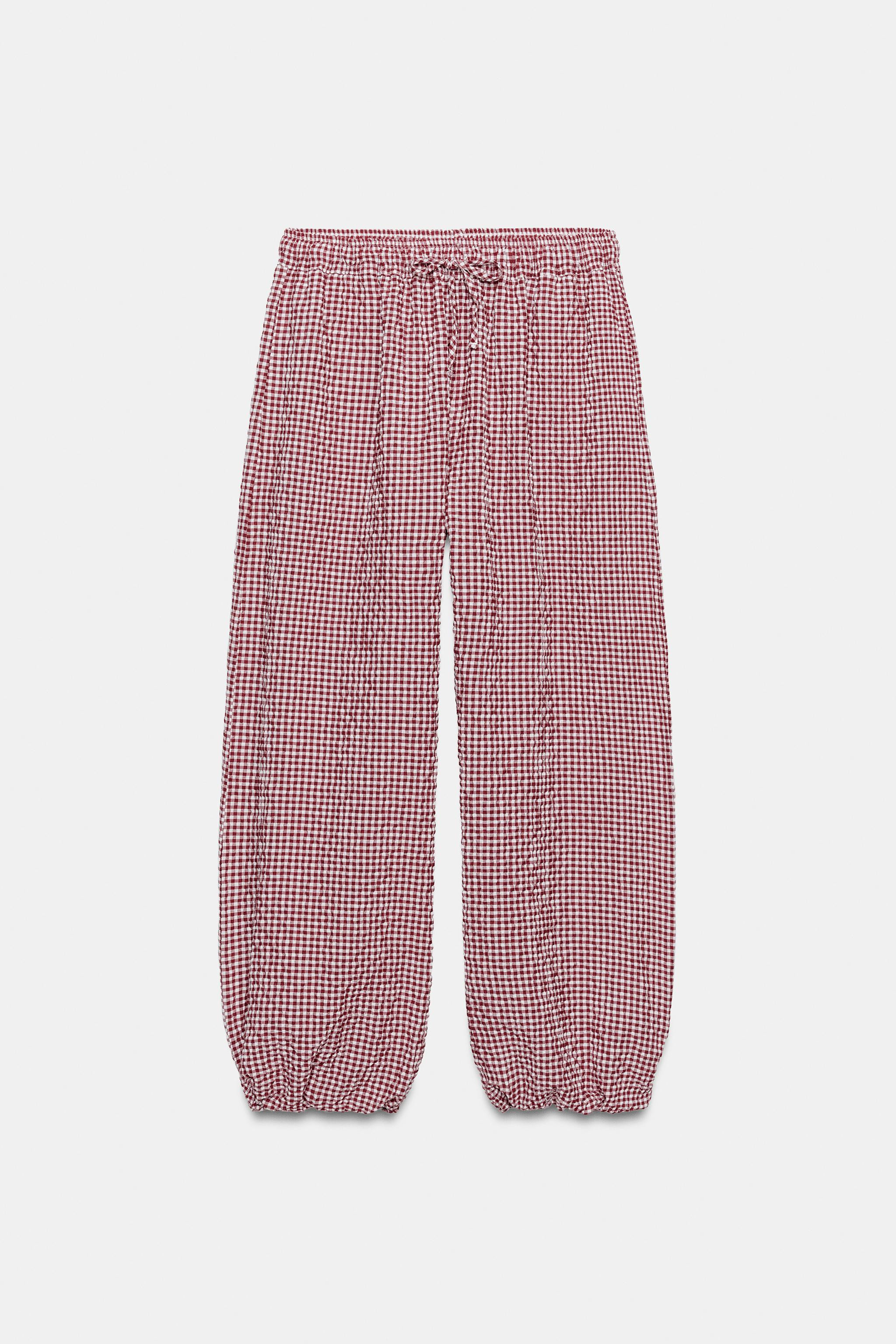 GATHERED GINGHAM PANTS | Zara US
