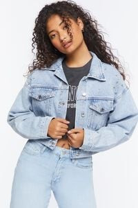 Cropped Rhinestone Denim Jacket | Forever 21 | Forever 21 (US)