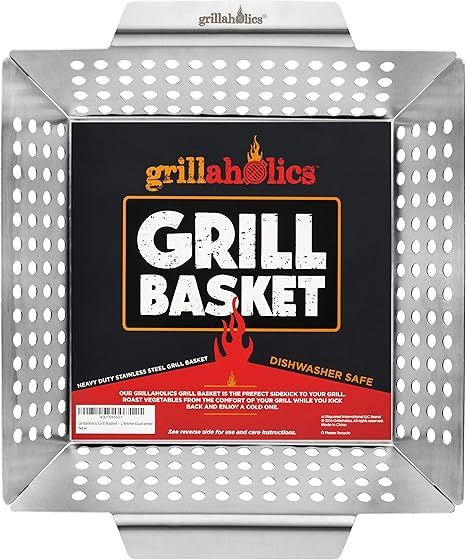 Grillaholics Heavy Duty Grill Basket - Large Grilling Basket for More Vegetables - Stainless Stee... | Amazon (US)