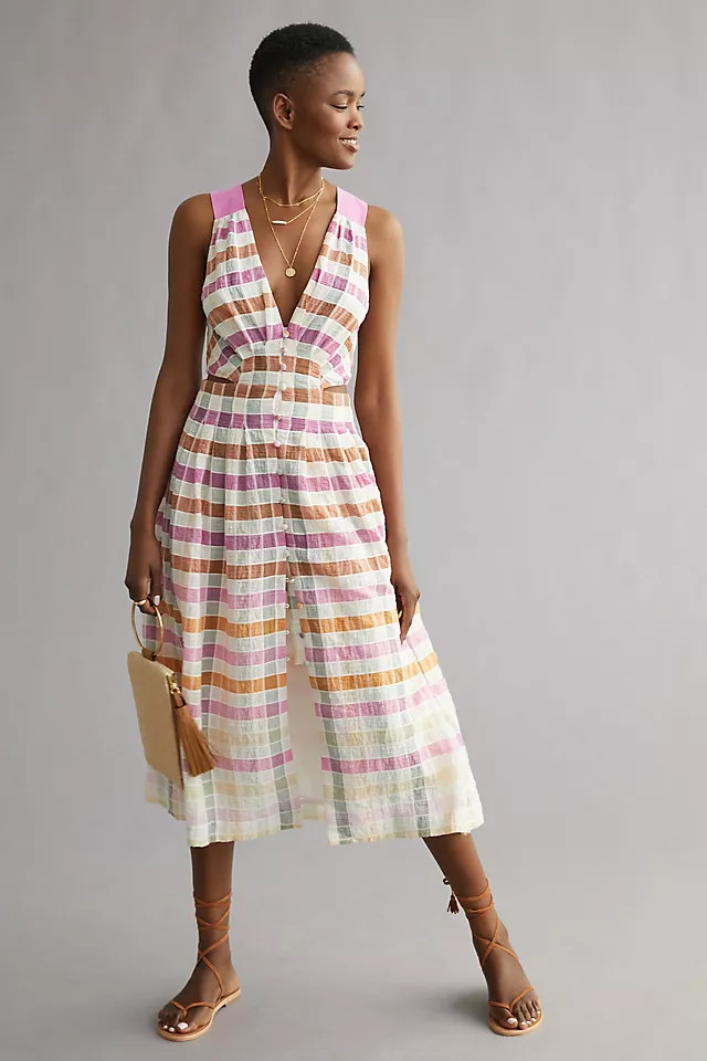 Maeve Ombre Plaid Midi Sundress | Anthropologie (US)