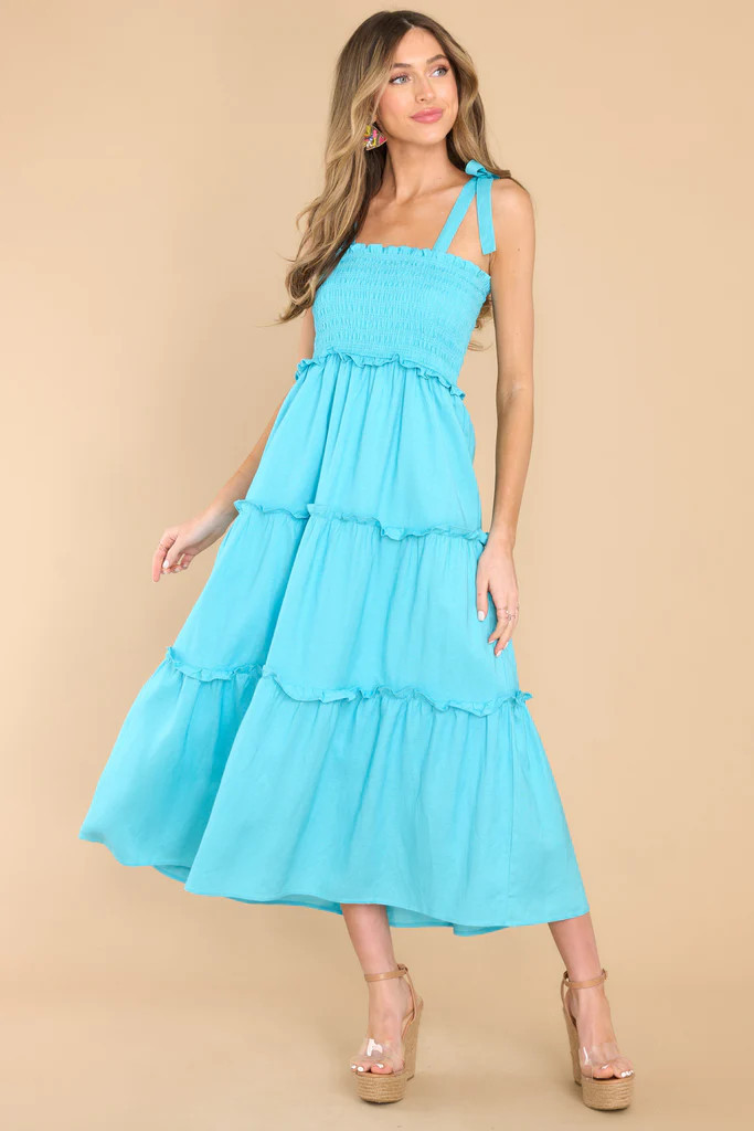 Morning Wishes Blue Midi Dress | Red Dress 