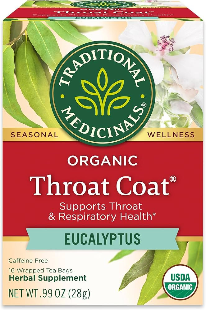 Traditional Medicinals Tea, Organic Throat Coat Eucalyptus, Throat and Respiratory Support, 16 Te... | Amazon (US)