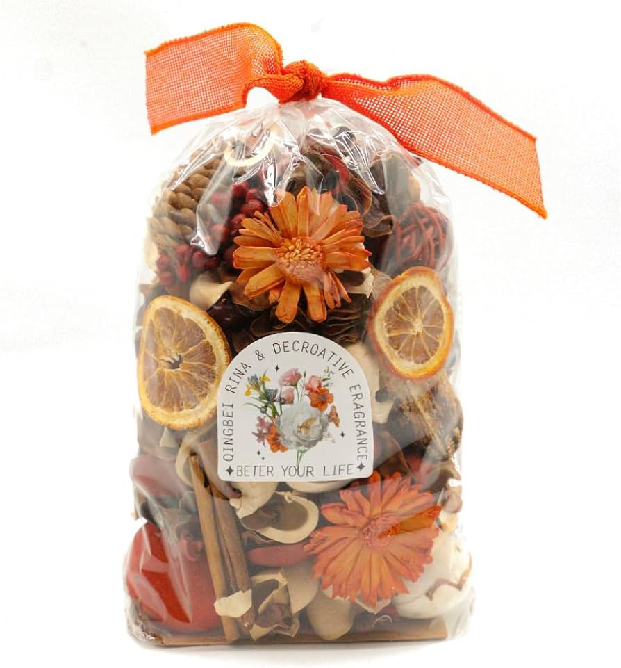 Qingbei Rina Fall Potpourri Bags,Cinnamon Scented Potpourri Bowl Fillers, Vase Filler,Orange Deco... | Amazon (US)