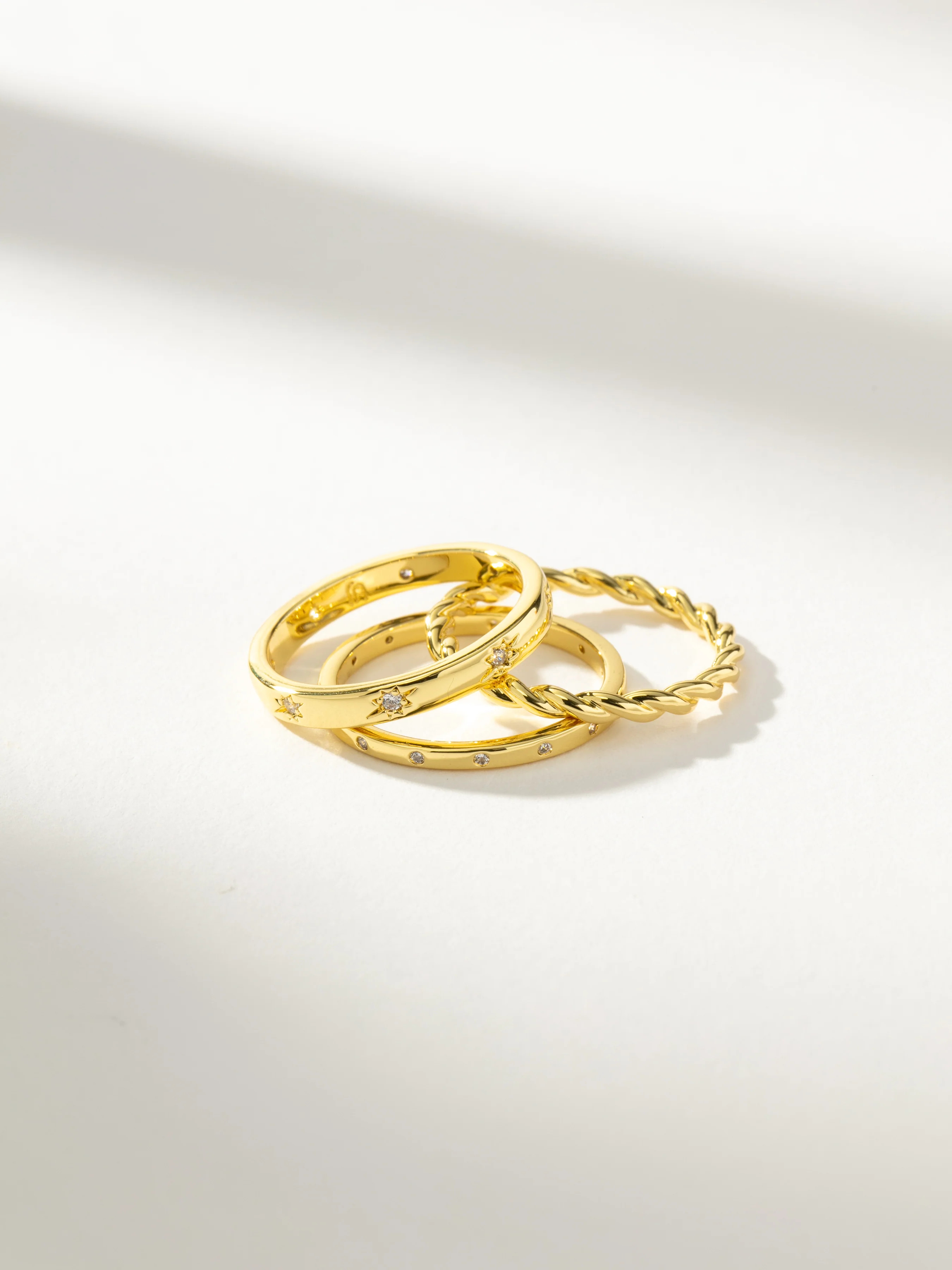 Triad Everyday Ring Set of Three in Gold | Uncommon James | Uncommon James