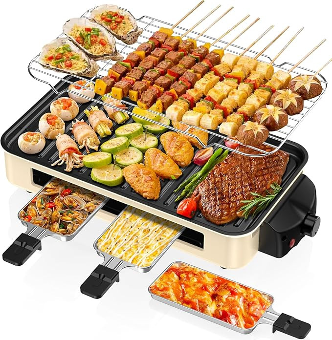 Electric Indoor Grill 1500W -2 in 1 Smokeless Indoor Grill for Kitchen with Non-stick Removable G... | Amazon (US)