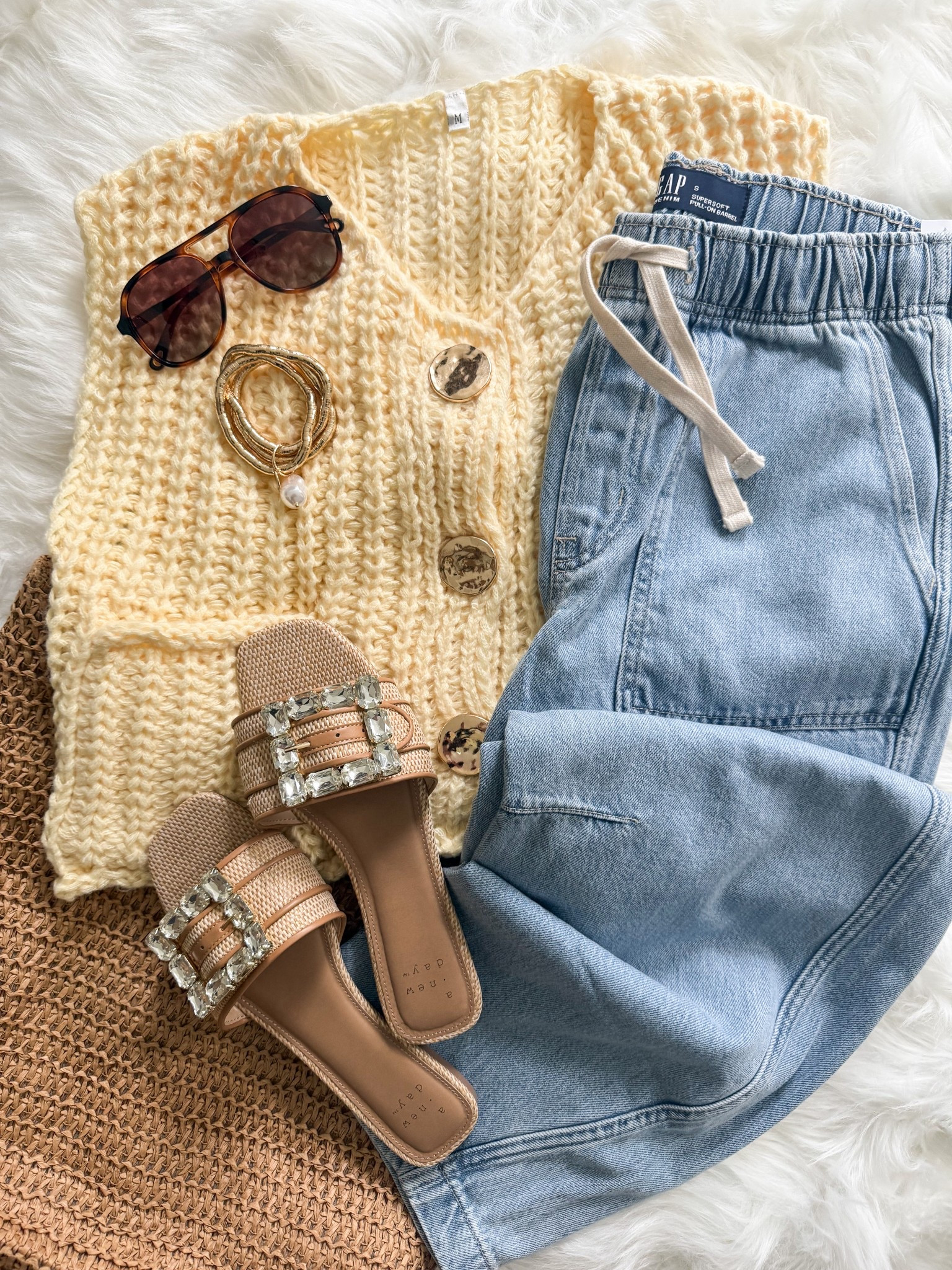 Spring outfit 
I have. A good feeling about these jeans! I’d size down.
Rhinestone sandals, sleeveless sweater with gold buttons, vacation outfit 

#LTKSaleAlert #LTKStyleTip #LTKSeasonal