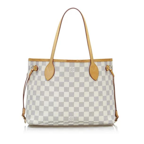 Unisex Pre-Owned Authenticated Louis Vuitton Damier Azur Neverfull PM Canvas White Handbag | Walmart (US)