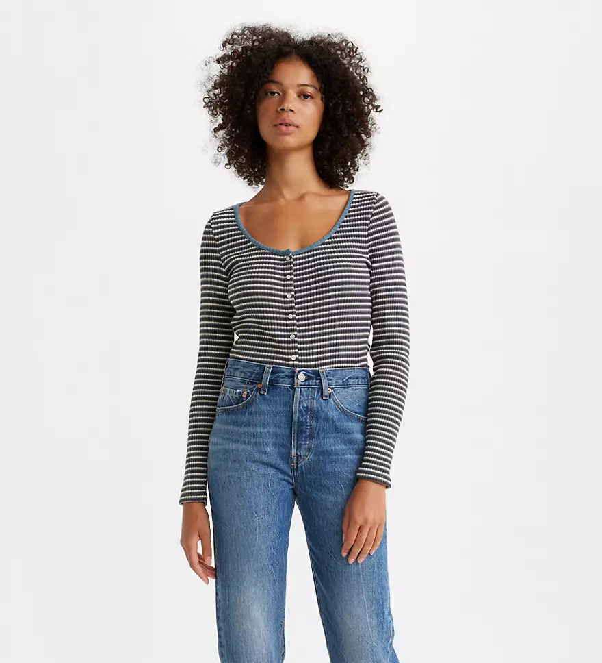 Britt Long Sleeve Snap Front Top - Blue | Levi's® US | LEVI'S (US)