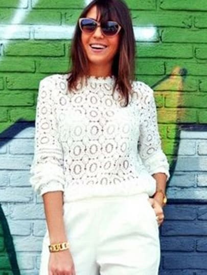 Lace Mock Neck Blouse | SHEIN