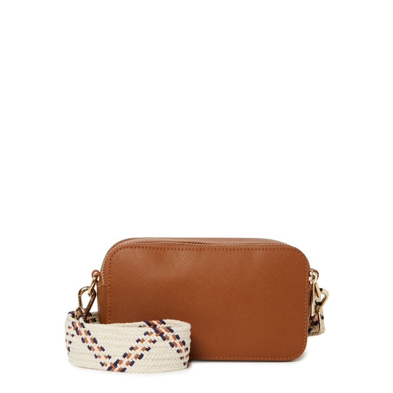 No Boundaries Women's Contemporary Camera Crossbody Handbag Cognac | Walmart (US)