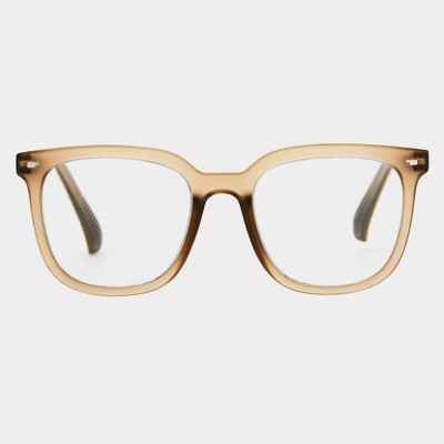Women's Matte Plastic Square Blue Light Filtering Glasses - Universal Thread™ Tan: 100% Recycle... | Target