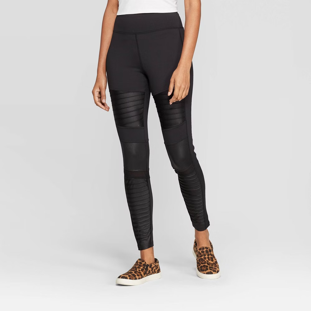 Women's High Waist Moto Leggings - A New Day Black S | Target