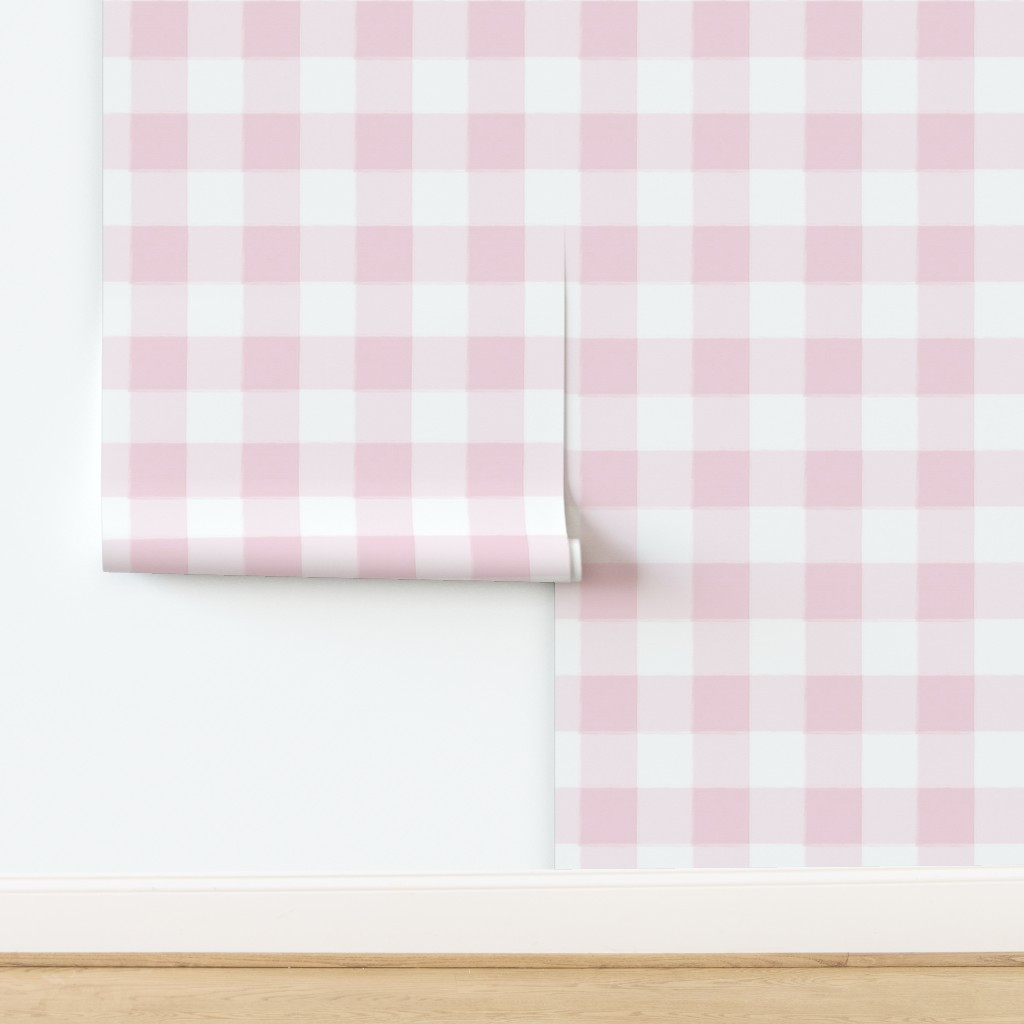 Buffalo Check Baby Pink Wallpaper bysugarfresh | Spoonflower