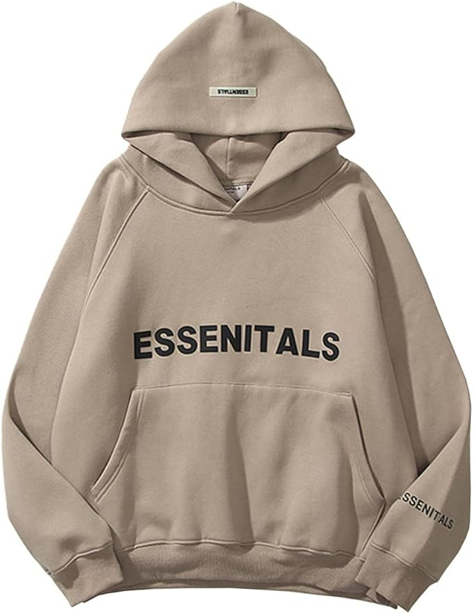 FLYCHEN Men's Hip Hop Couples Long Sleeve Solid Color Unisex Sweatshirt | Amazon (US)