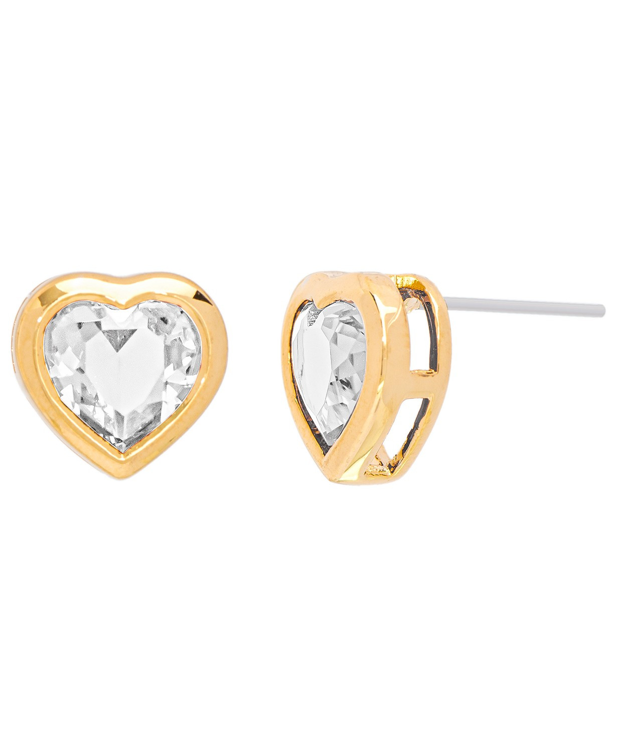 Cubic Zirconia or Simulated Ruby Heart Stud Earrings in Fine Gold Plate | Macys (US)
