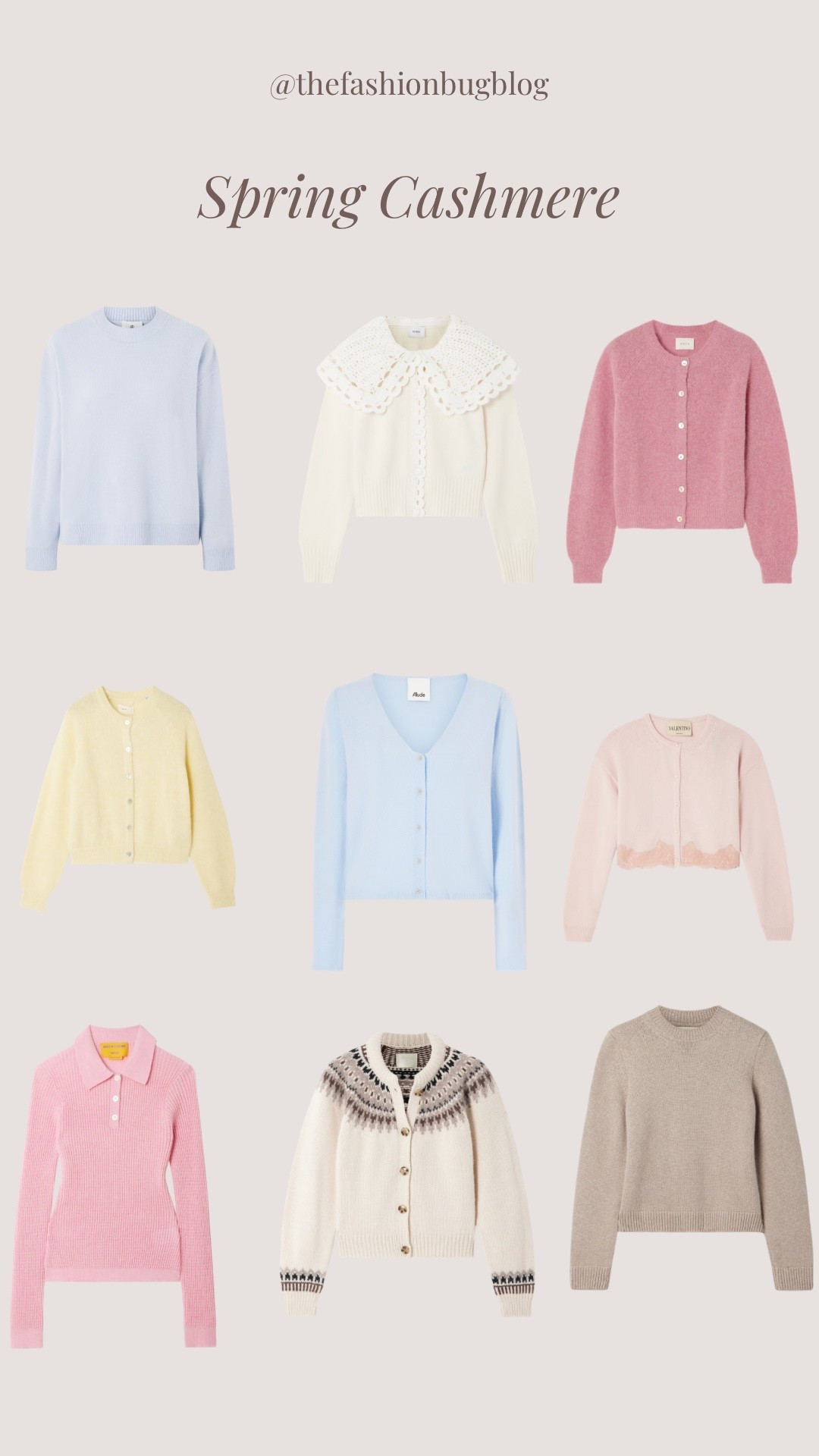 Spring cashmere, pastel knits 