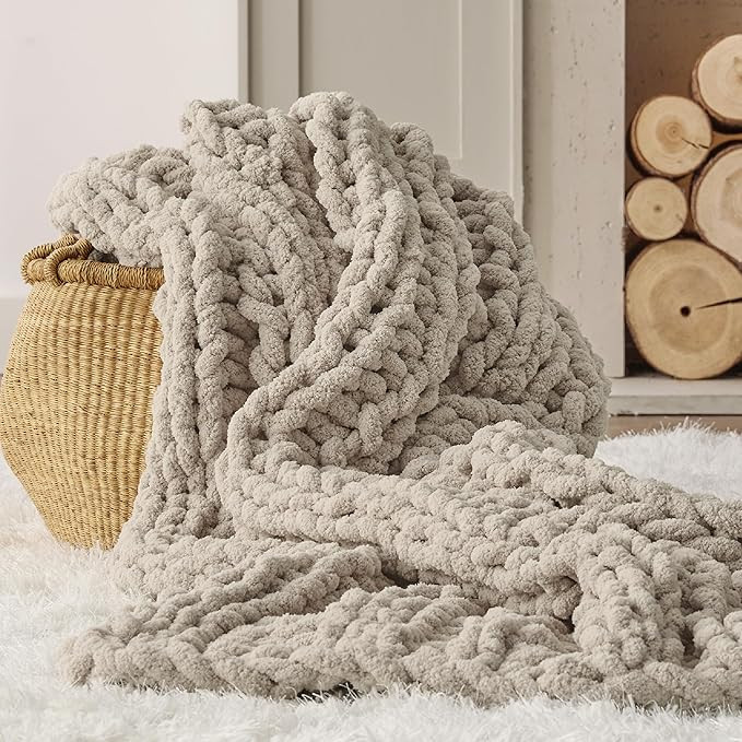 Bedsure Chunky Knit Throw Blanket for Couch - 100% Hand Knitted, 5.06 lbs GentleSoft Blanket with... | Amazon (US)