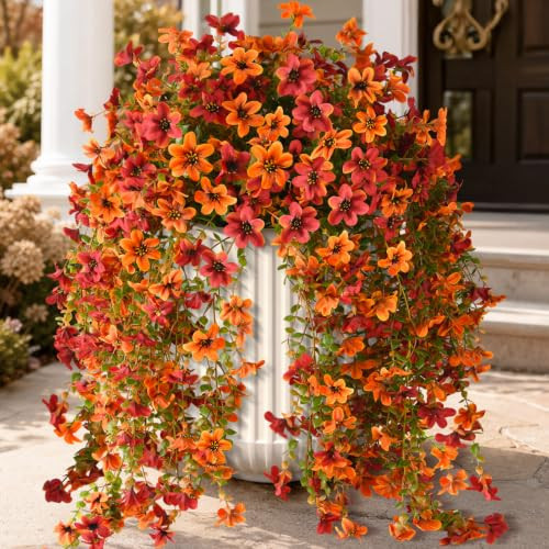 Artificial Fall Flowers Fake Mums UV Hanging Plants for Outdoors Decor | Amazon (US)