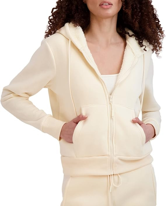 BEARPAW Women's Zip Up Sherpa Lined Hoodie with Pockets | Amazon (US)