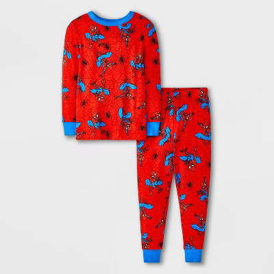 Toddler Boys' 2pc Spider-Man Long Sleeve Viscose Snug Fit Pajama Set - Red 12M | Target