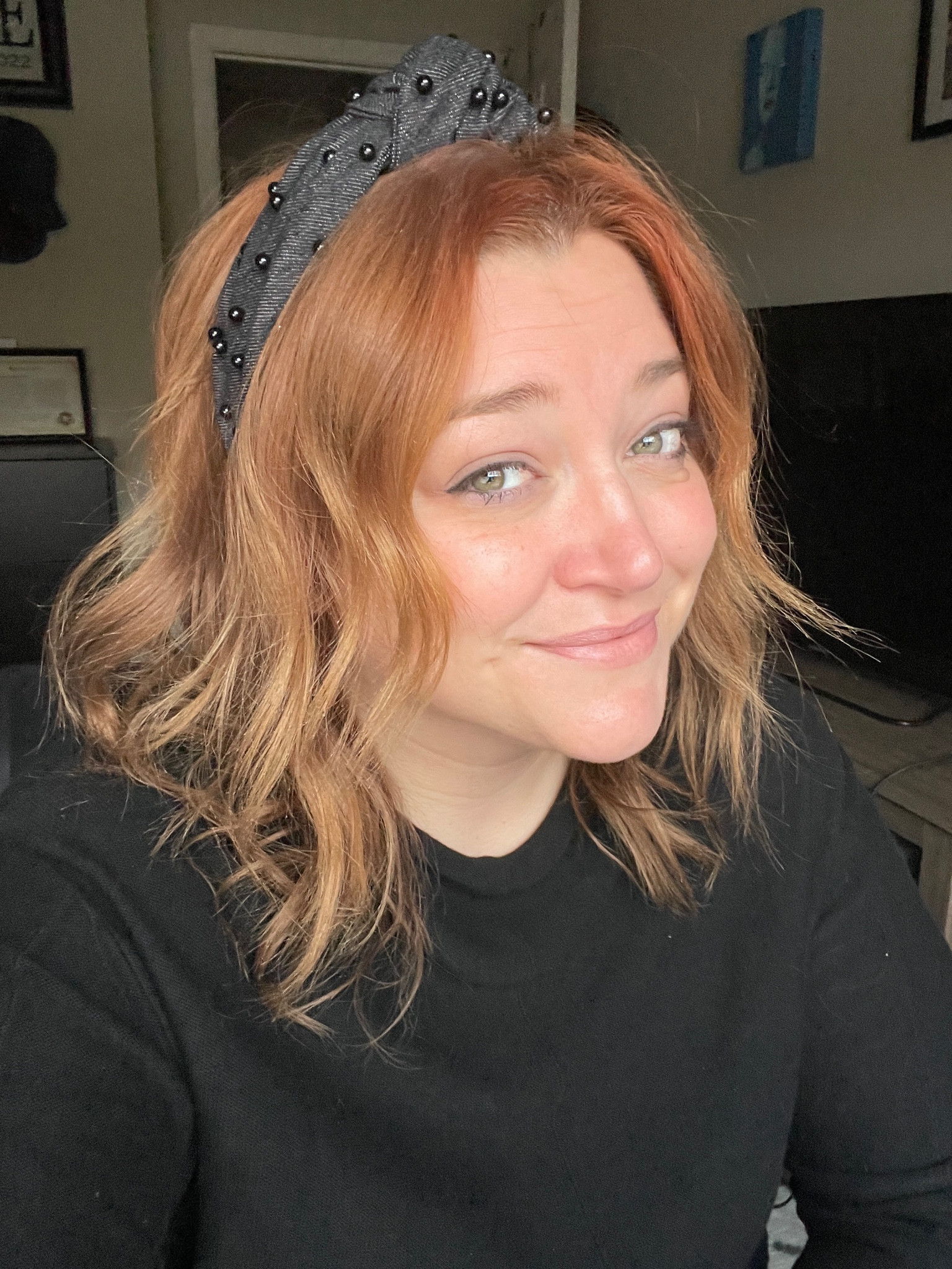 This denim headband has extra, unexpected texture with the black pearl additions. So fun and adds an extra pop.

#LTKHoliday #LTKstyletip #LTKfindsunder50