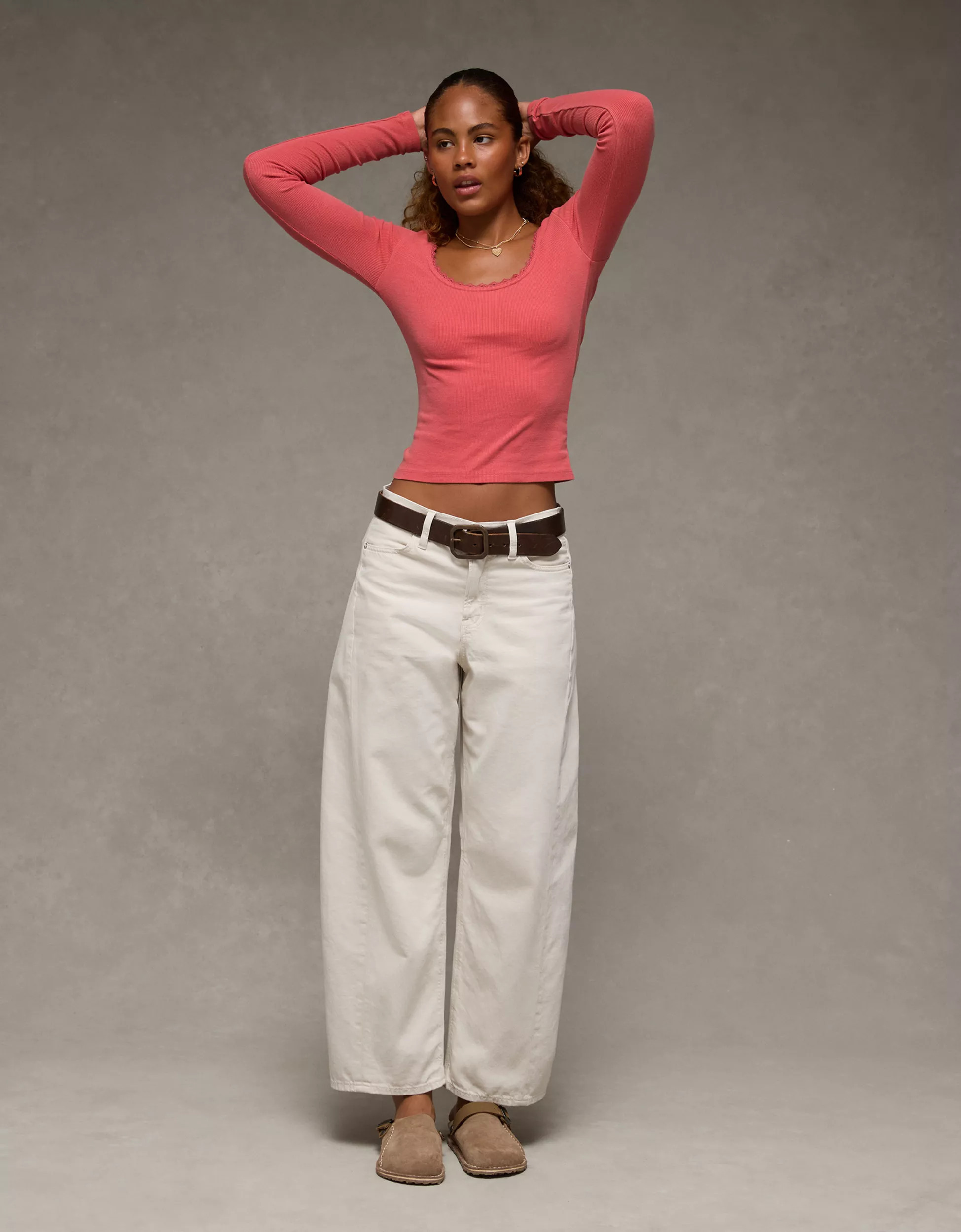 AE Lace-Trim Long Sleeve T-Shirt | American Eagle Outfitters (US & CA)