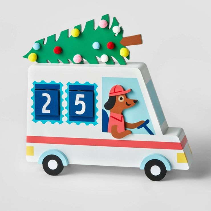 11.5" Dog in Truck Wood Christmas Countdown Sign White - Wondershop™ | Target