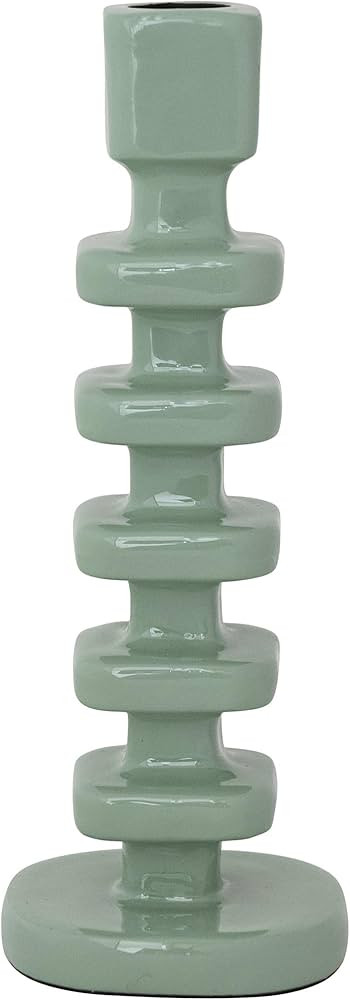 Creative Co-Op Square Enameled Aluminum Taper Holder, Eucalyptus Color | Amazon (US)